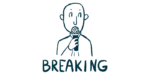 A person speaks using a microphone, with the word 'breaking' in capital letters seen underneath.