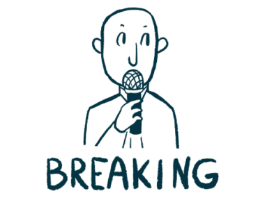 A person speaks using a microphone, with the word 'breaking' in capital letters seen underneath.