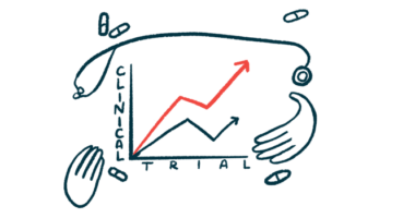 A pair of hands, a stethoscope, and a handful of oral medications surround a graph labeled 