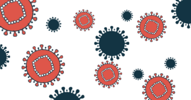 An illustration shows a close-up view of the hepatitis virus.