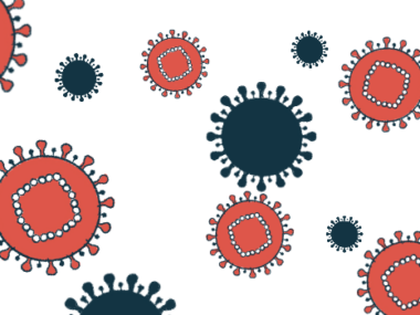 An illustration shows a close-up view of the hepatitis virus.