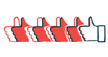 A series of hands in a row are each seen giving the thumbs-up sign.