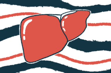 An illustration shows a close-up view of the human liver.