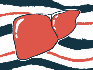 An illustration shows a close-up view of the human liver.
