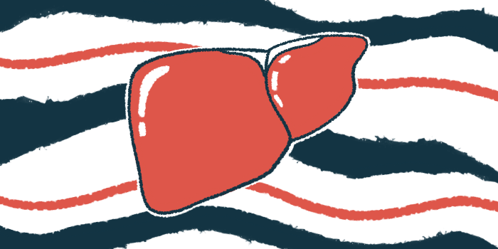 An illustration shows a close-up view of the human liver.