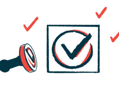 A rubber stamp is shown next to a sign of a checkmark.