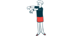 A person is shown with their arms extended and both thumbs pointing downward, signaling non-approval.