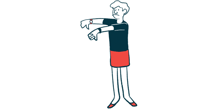 A person is shown with their arms extended and both thumbs pointing downward, signaling non-approval.