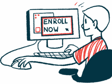 A person sits at a computer with one hand on the mouse as the words 