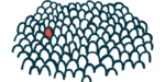 A single red shape among numerous white shapes illustrates rare diseases.