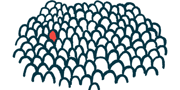 A single red shape among numerous white shapes illustrates rare diseases.