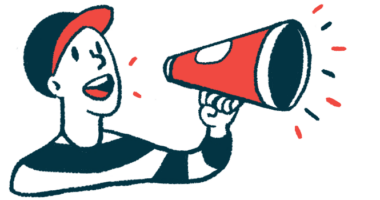 A boy shouts into a megaphone cone in this illustration.