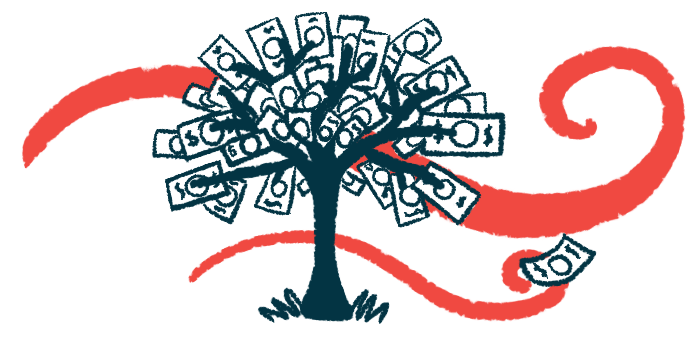 In a money tree illustration, the leaves on a large tree are all individual bills.