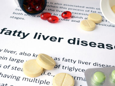 vitamins on top of a fatty liver disease handout