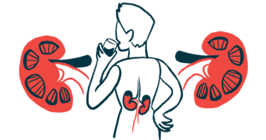 Illustration of person whose kidneys are highlighted.