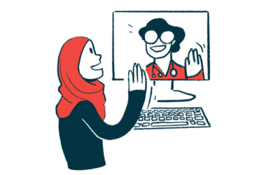 A doctor and a patient speak during a telehealth appointment.