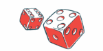 An illustration of risk shows two rolling dice.