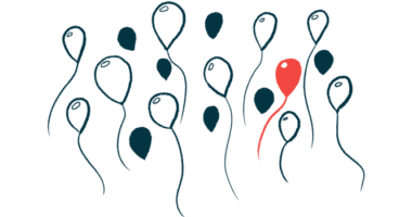 Balloons float upward, one of which is red, denoting rare disease.