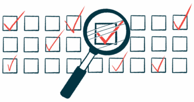 A magnifying glass hovers over a sheet of boxes, some of which are checked.