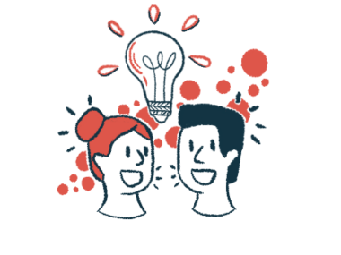 A giant light bulb suggesting new ideas is seen above the heads of two people.