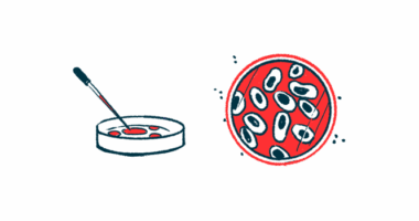 An illustration showing a laboratory dish and a close-up view of cells under a microscope.