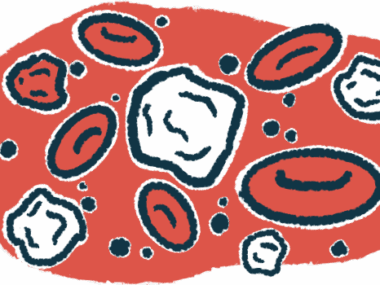 An illustration provides a close-up view of both white and red blood cells.