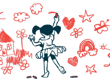 A child in pigtails and a tutu is seen drawing pictures on a wall.