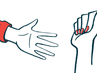 Two hands, one with the fingers outstretched, are shown.